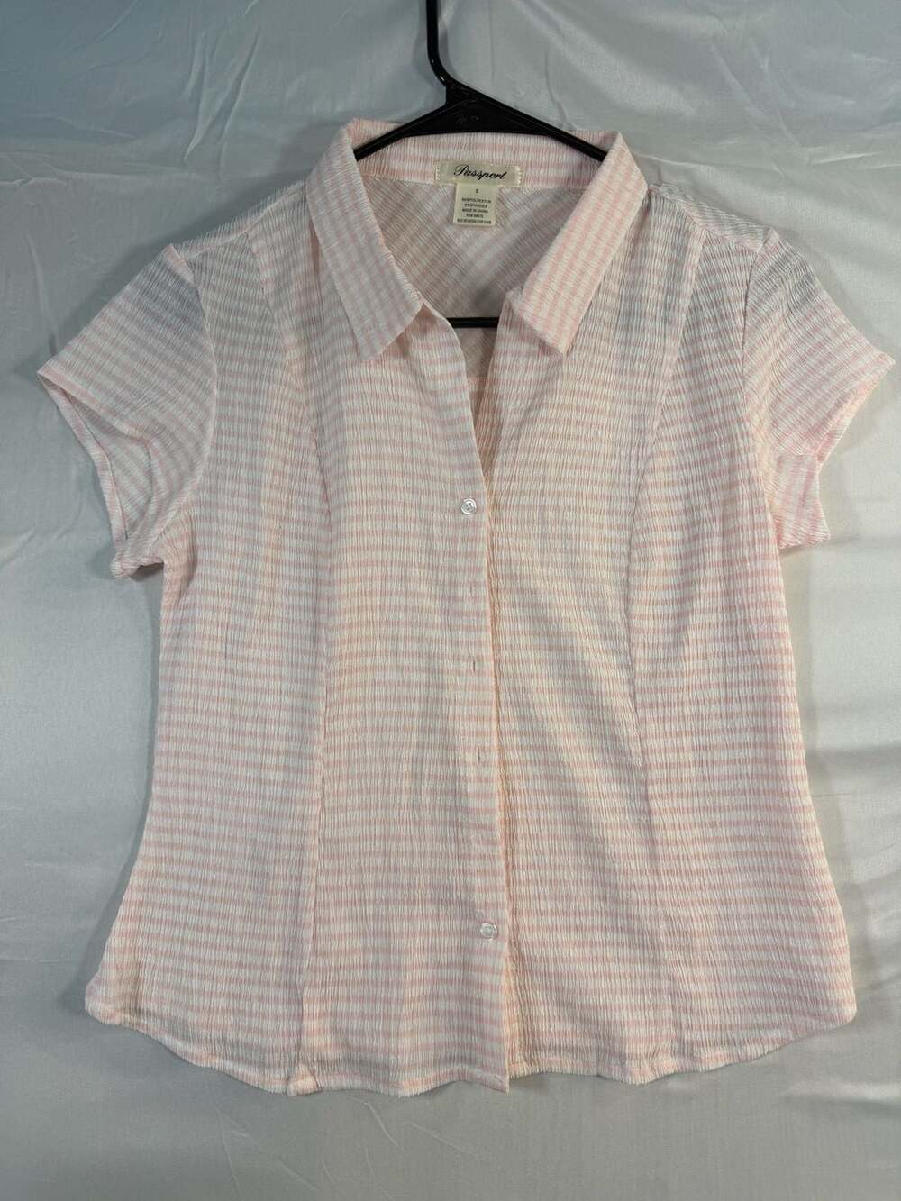 Passport Pink Gingham Short Sleeve & Shein One shoulder Top